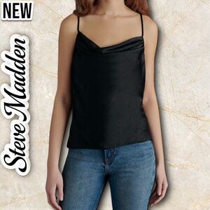 New Steve Madden Washed Satin Cowl Neck Camisole